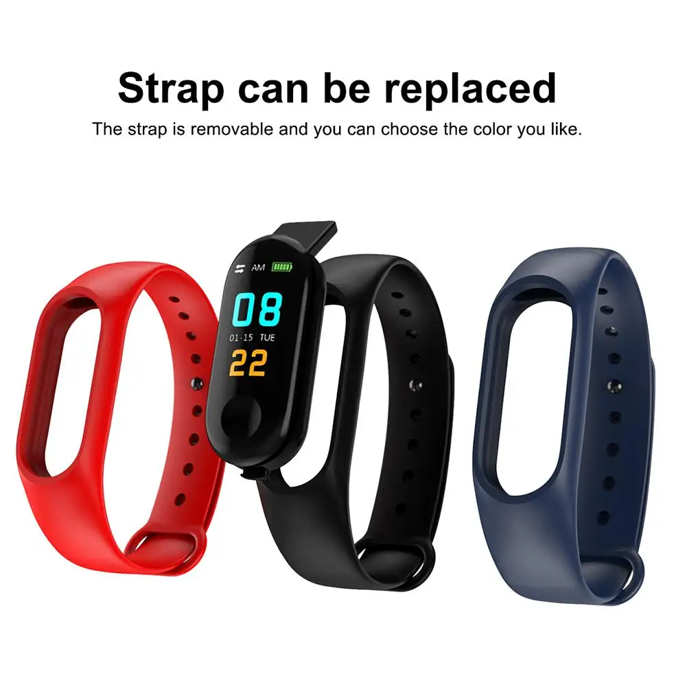 

M3 Smart Bracelet Fitness Tracker Step Counter Heart Rate Pedometer Health Care Smart Watch Message Reminder Waterproof Sports