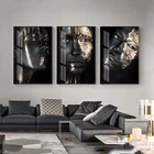 Самоотверженное Африканское искусство черно-золотые Картина на холсте женщина плакаты и принты в скандинавском стиле настенные картины для гостиной