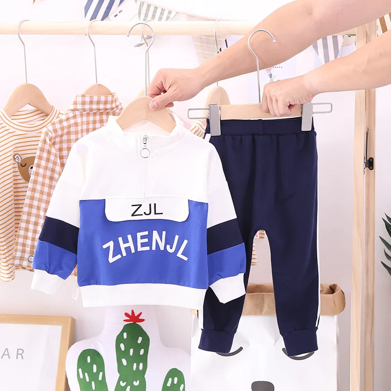2020 new baby boys&ampgirls spring autumn fashion letter printing Color matching top+pants 2pcs casual sport suit Children clothes | Детская
