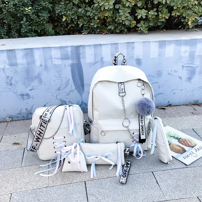 5 шт./компл. рюкзак для студентов с ленточной цепочкой дорожный сумки девочек