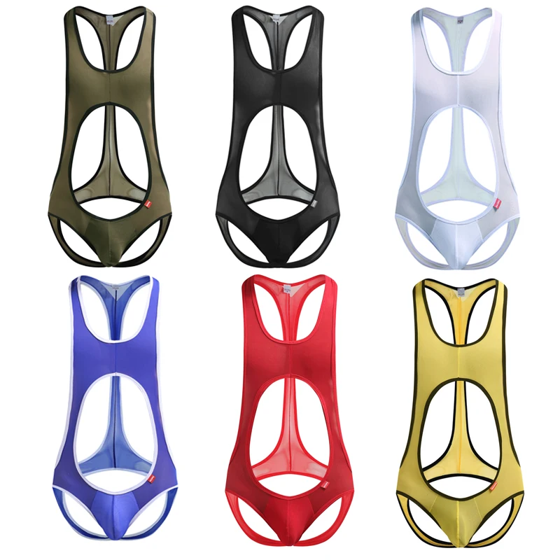 Комбинезон мужской прозрачный пикантное нижнее белье майка для борьбы боди с