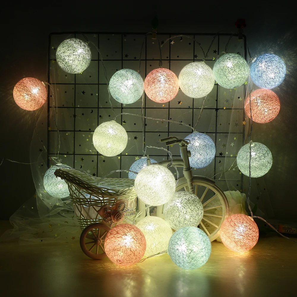 1 5 м гирлянда хлопок шары струнный светильник s батарея диаметр 6 см 10 шар цепочка