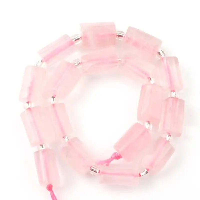 Pink Quartz Натуральный Quartz кварцевые аквамарины бусины из нефрита форма колонны бусины для самостоятельного изготовления ювелирных изделий браслет серьги 7,5'' - Цвет: Pink Quartz