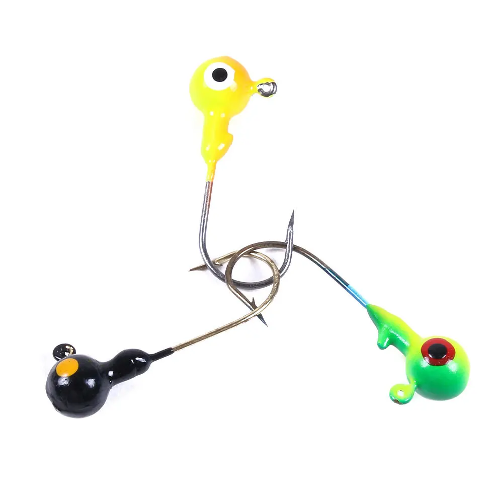 

5pcs/lot New Carbon Steel Jig Big Hook Eye 3.5G Single Hook Fishing Hook Mini LEAD ROUND HEAD JIGS HOOKS