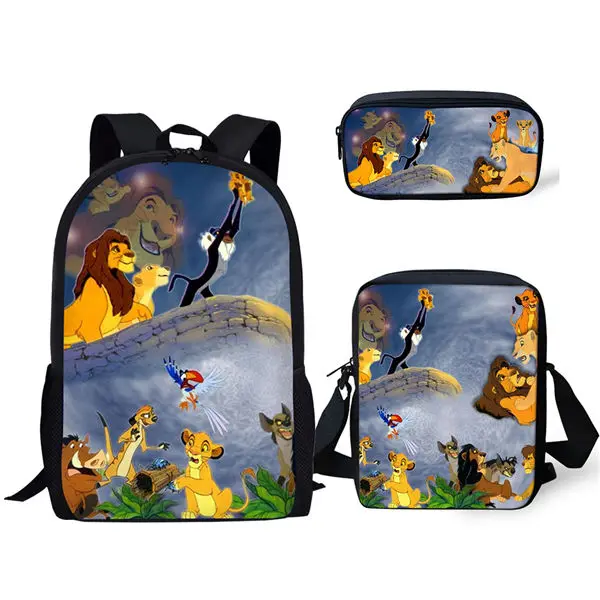 CDWX2814CEK HaoYun Детский Школьный Рюкзак Kawaii The Lion King школьные сумки с рисунком героев мультфильмов, маленькие животные, комплект из 3 предметов, школьные сумки - Цвет: CDWX2814CEK