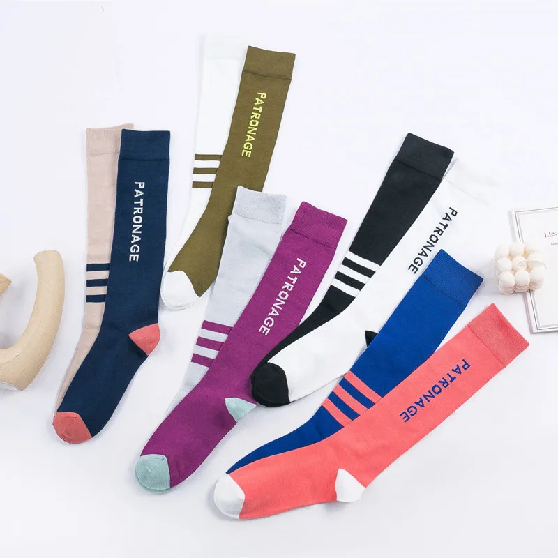 

JK asymmetric AB socks kawaii horizontal striped letter pattern women's socks Harajuku personality cute long tube all-match sock