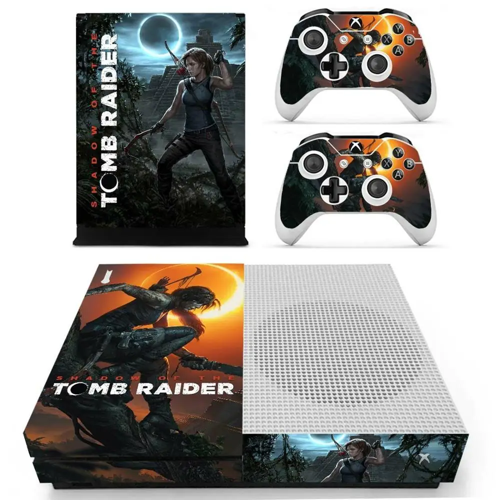 Tomb Raider наклейка s для Xbox One S виниловые наклейки кожи Pegatina one тонкая консоль и два