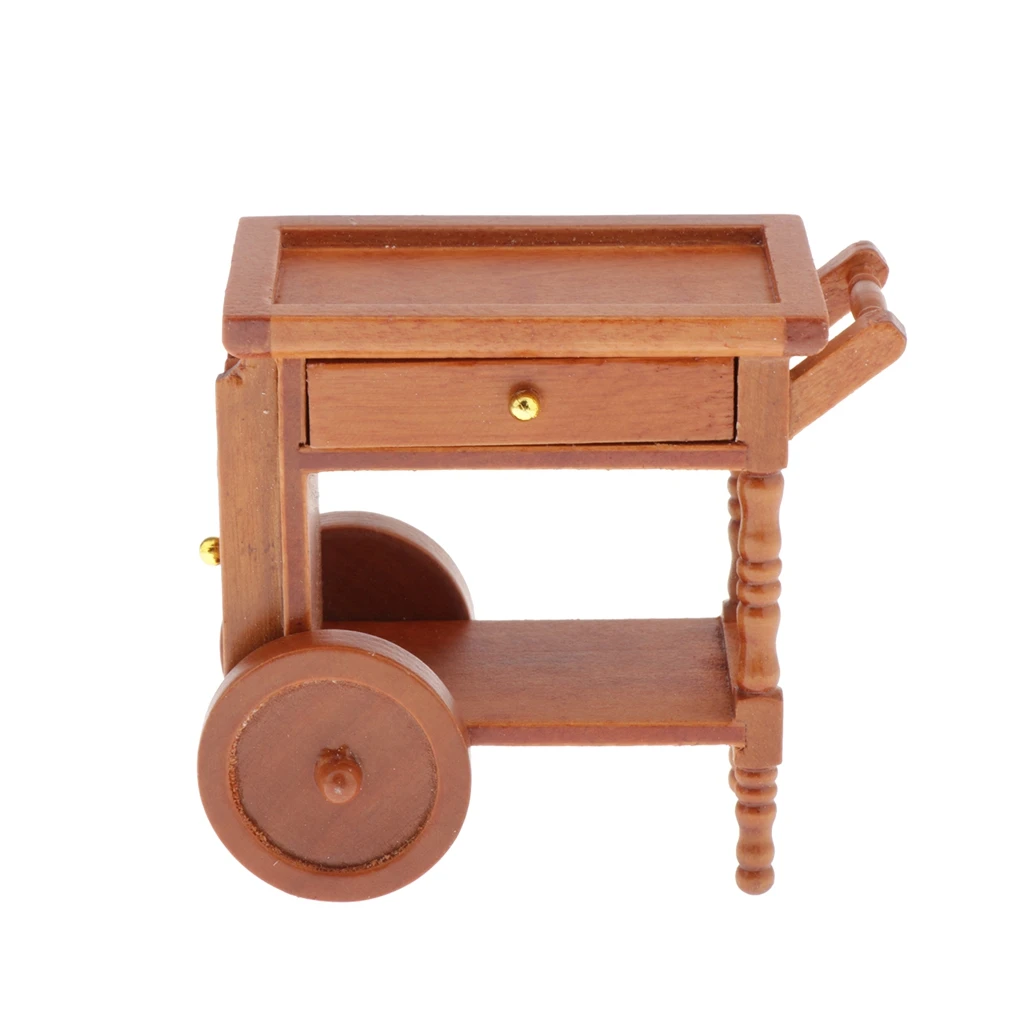 Миниатюрная тележка для обслуживания кукольного домика мебель еды 1/12 кукол и