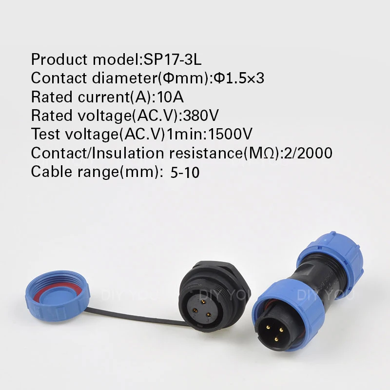 SP17 IP68 задняя гайка тип Электрический водонепроницаемый разъем 2/3/4/5/7/9 Pin