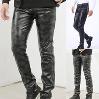 winter leather pants stretchy handsome warm pockets men leather trousers men pencil trousers for dating