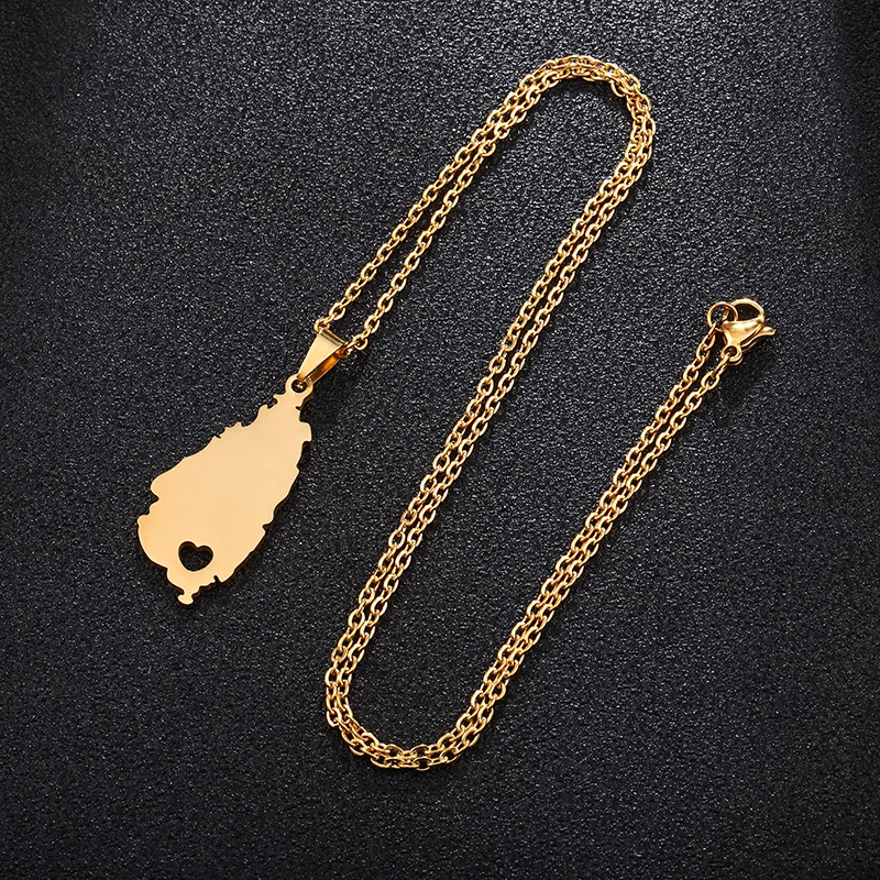 Ожерелье SONYA в форме сердца из нержавеющей стали с картой Санта Лусии для женщин