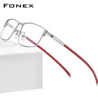 fonex titanium alloy glasses frame men 2021 square prescription eyeglasses myopia optical frames korean screwless eyewear f1010