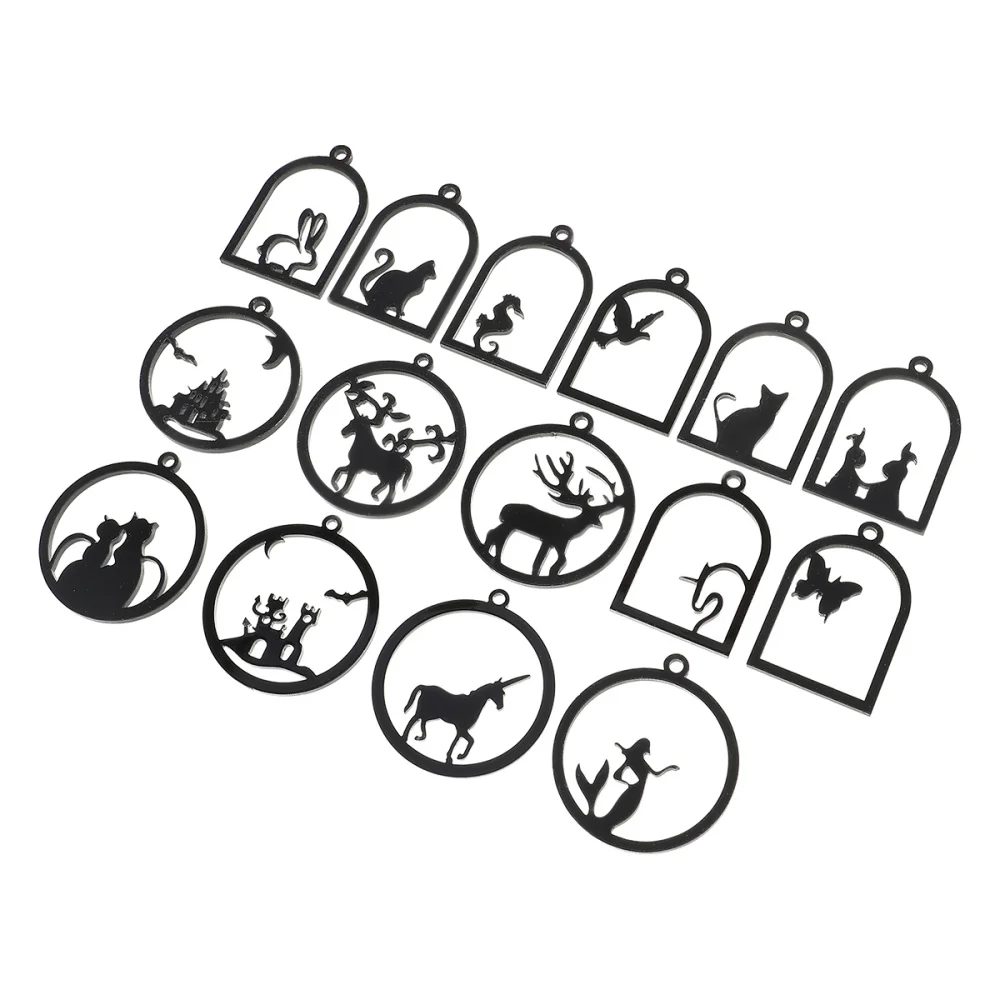 

Frame Acrylic Resin Charms Animal Hollow Pendant Jewelry Charm Open Black Bezel Pendants Diy