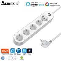 aubess smart power strip wifi works with alexa googlehome multi plug with 4 ac outlets 3 usb charging portsvoice control