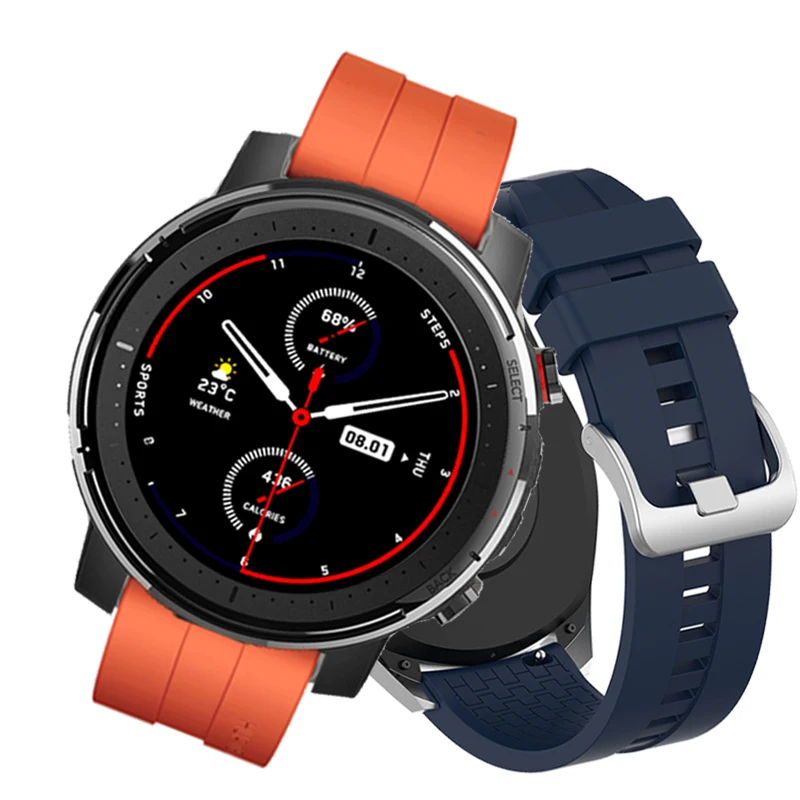 Сменный ремешок силиконовый для часов Xiaomi Huami Amazfit Stratos 3 Смарт спортивные часы 22