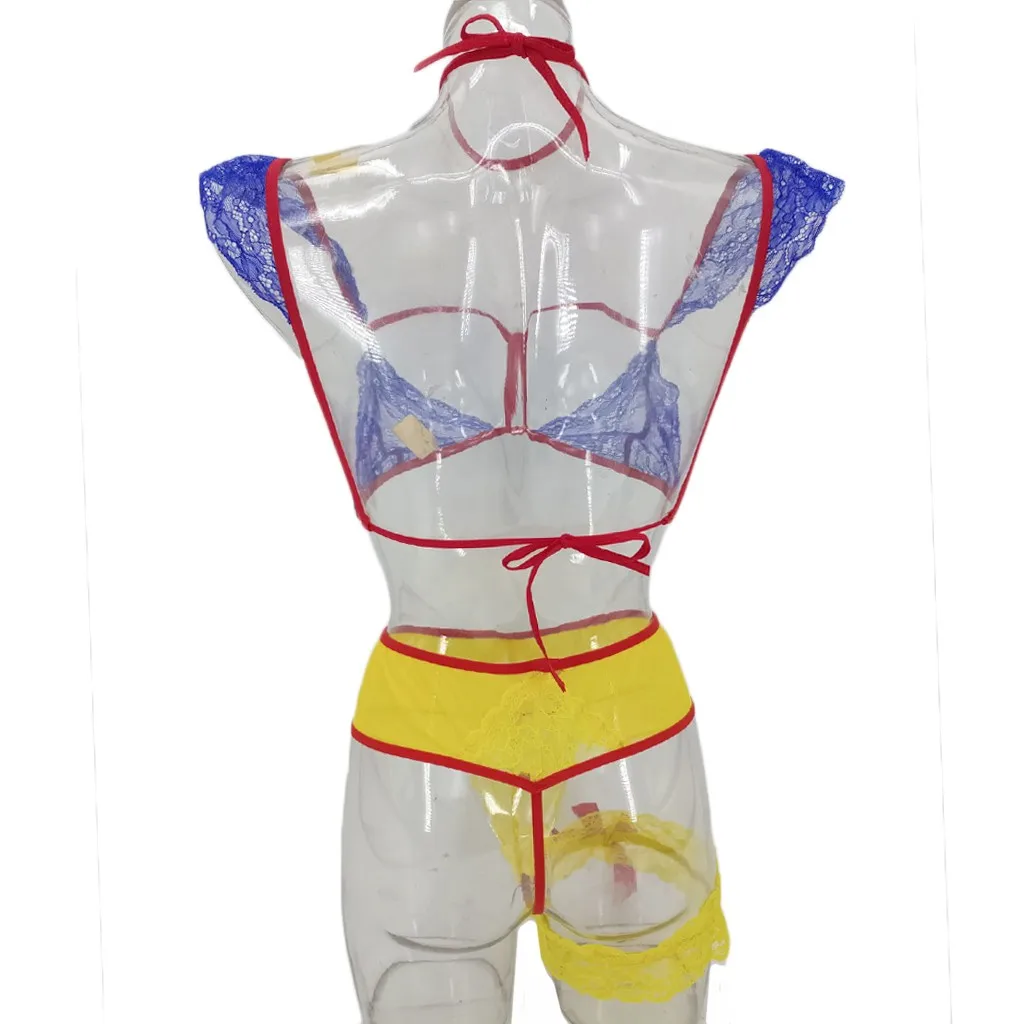 

3Pcs Sexy Underwear Transparent Lace Erotic Lingerie Sexy Temptation Women Sleepwear Fashion Intimates Brief Sets Porno Bra Set