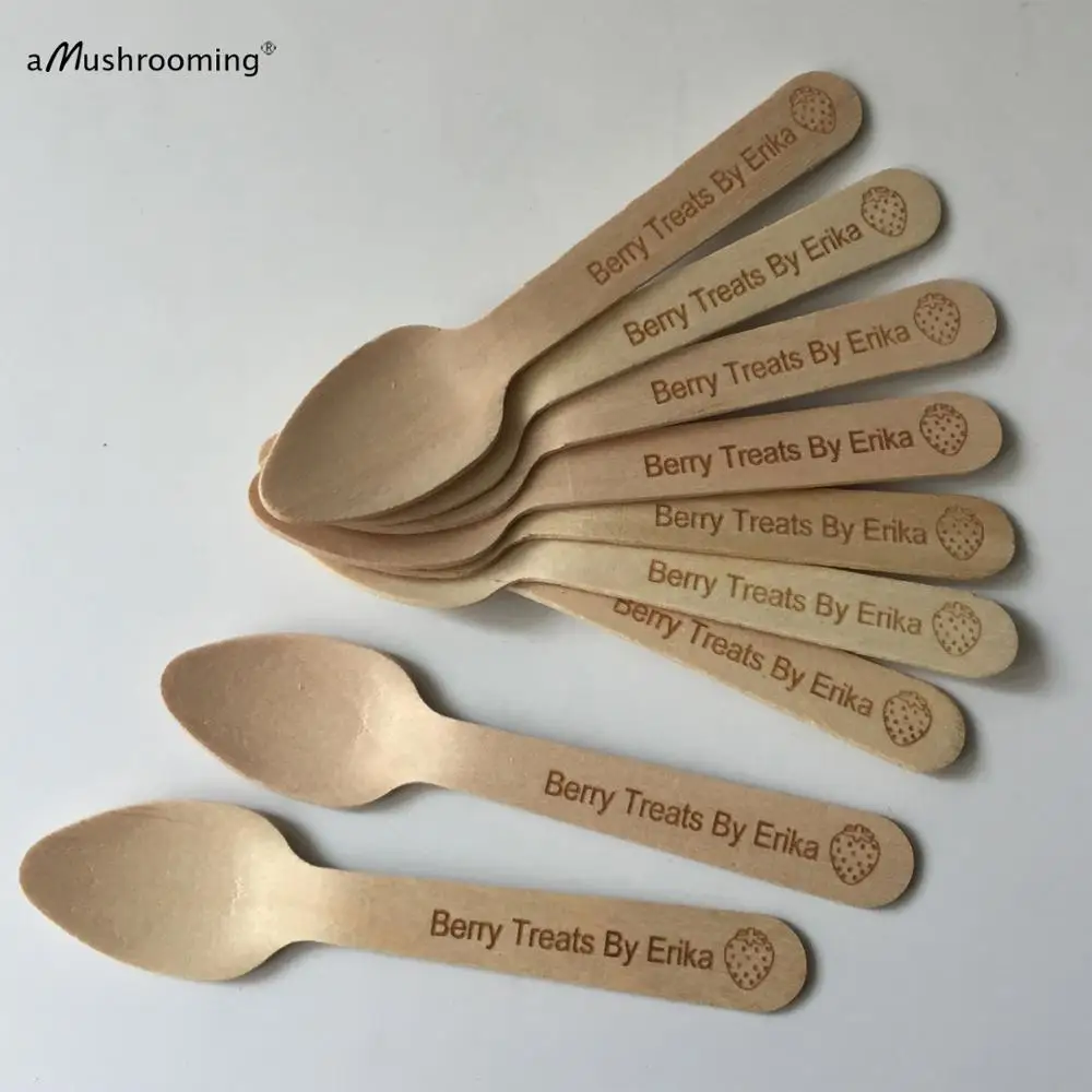 1000 шт лазерная гравировка мини ложки оптом одноразовые деревянные чайные