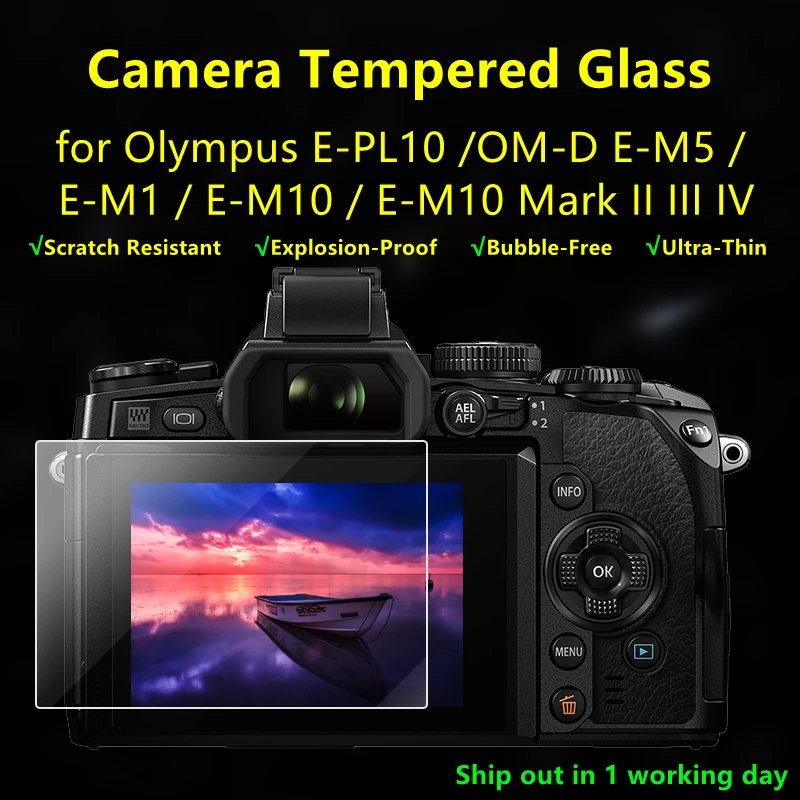 Закаленное стекло для камеры Olympus E-PL10 EPL10 OMD EM1 EM5 EM10 OM-D E-M10 Mark II III IV E-M5 E-M1 2 шт. |