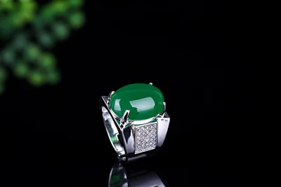 925 Silver Ice Jade Marrow Male Ring Adjustable | Украшения и аксессуары