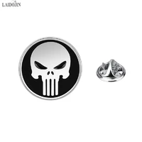 laidojin skull lapel pin brooches gifts for womenmens black round enamel brooch pins badge punk jewelry metal shirt accessories