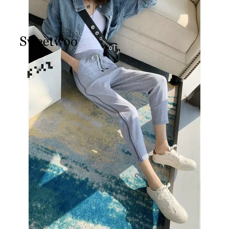 Pants Women Solid Fashion Lace Up Elastic Waist Zipper Trousers Spring 2020 Casual High Beam Feet Female | Женская одежда