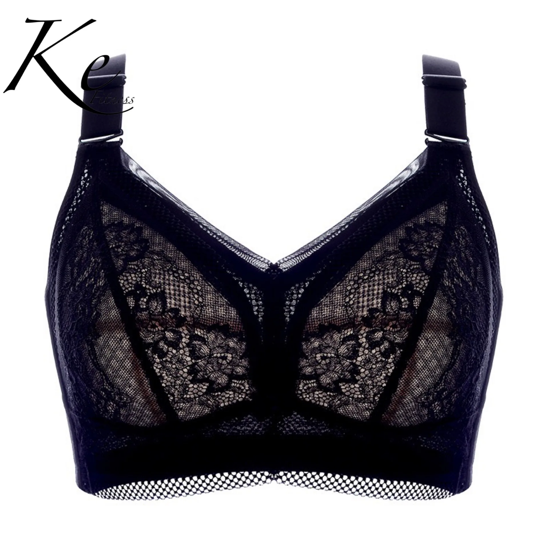 KE Underwear women's comfortable thin section big chest showing small full cup large size bra no steel ring top bra gathered images - 6