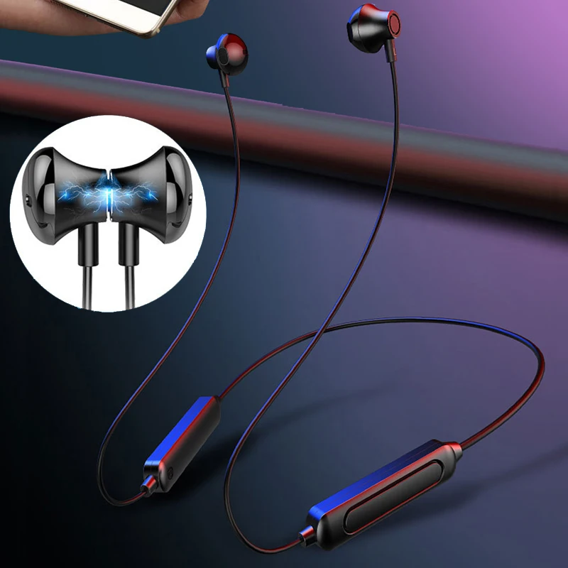 

Bluetooth Earphone With HD Mic Wireless Sport Headset Earbuds For Android IOS Magnetic Hanging Neck Headphones In-Ear Stereo