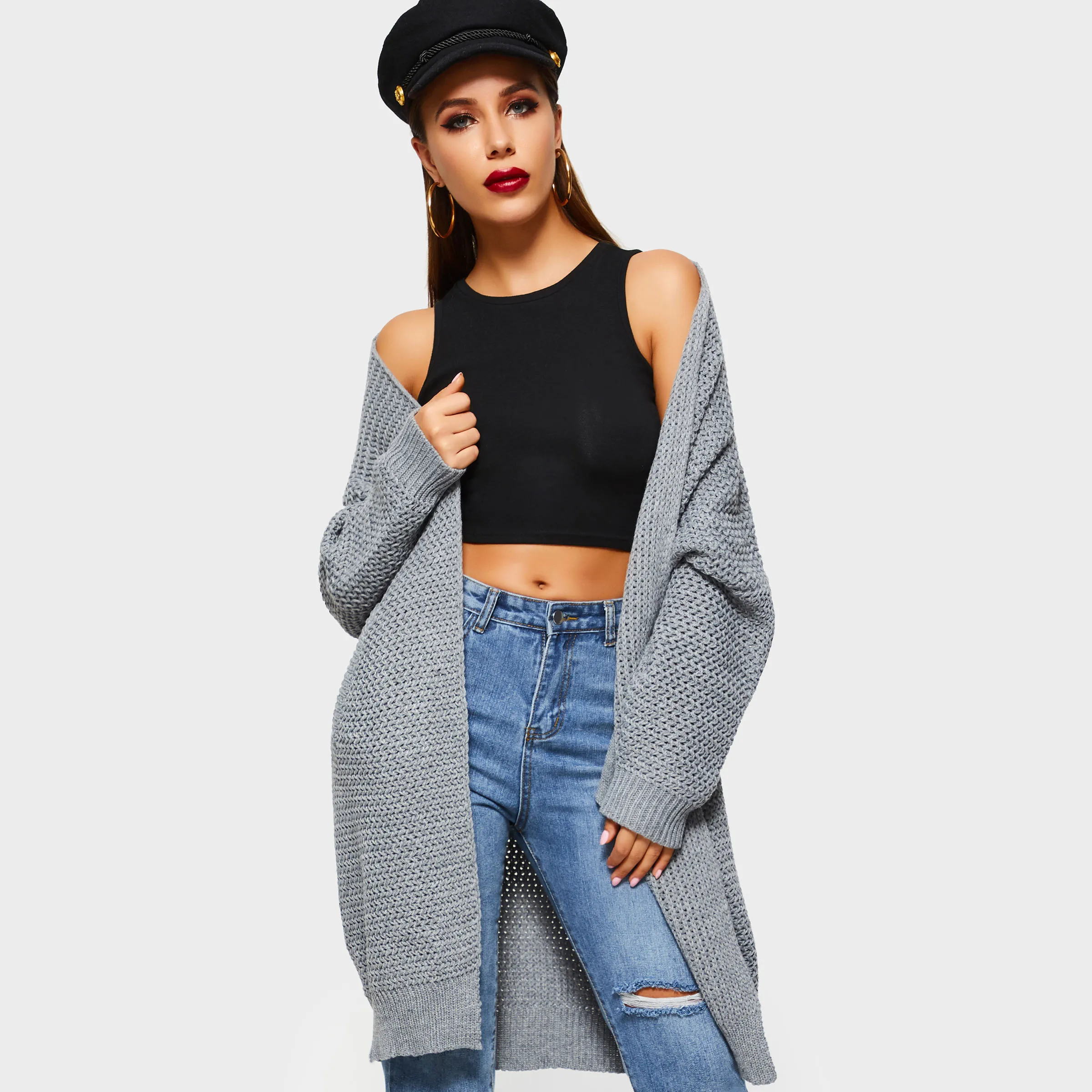 Женские свитера повседневные Элегантные свободные кардиганы OL размера плюс с