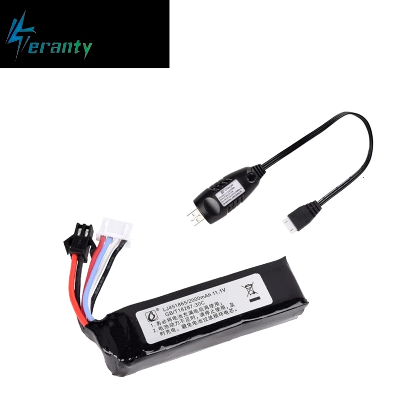 11 1 v 2000 мА/ч 30C 451865 Lipo Батарея SM 2P разъем Электрический водяной пистолет вертолет с