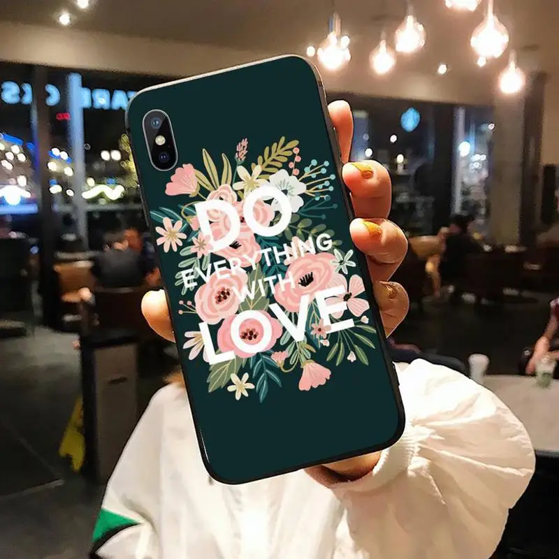 

Beautiful flower Interesting text art Phone Case for iPhone 11 12 pro XS MAX 8 7 6 6S Plus X 5S SE 2020 XR