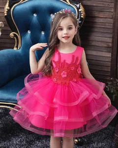 Платье принцессы с вышивкой, цветочным рисунком и круглым вырезом