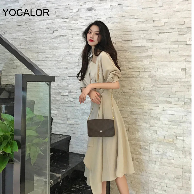 

Yocalor Vintage Women Dress A-Line Solid Summer Dress Women Half Sleeve Elegant Women Dress With Button Vestidos
