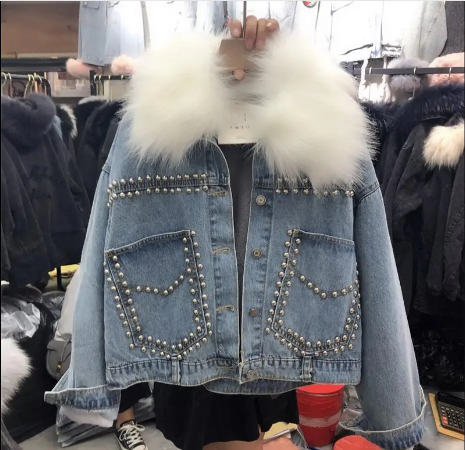 Пальто женское зимнее из денима с хлопковой подкладкой 2019|Женские куртки| |