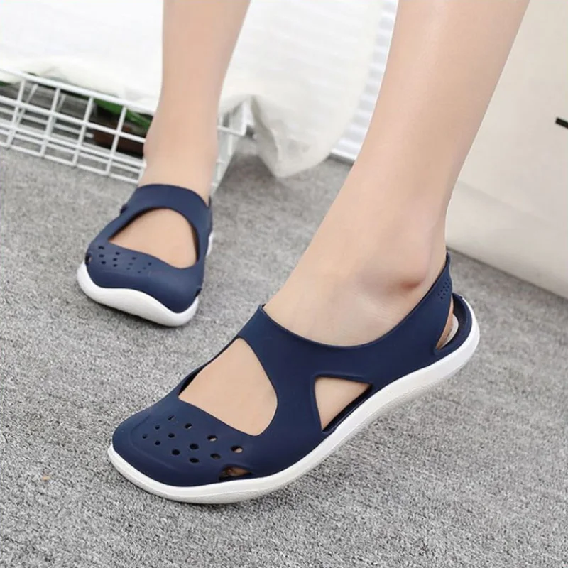 

Summer Women Sandals Soft Flat Slip On Female Casual Jelly Shoes Girl Sandals Hollow Out Mesh Flats Beach Footwear New