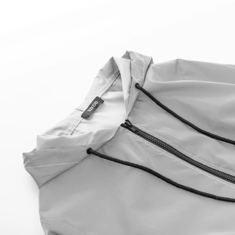 Insta куртка с капюшоном и кулиской на молнии Женская крутая серая Светоотражающая