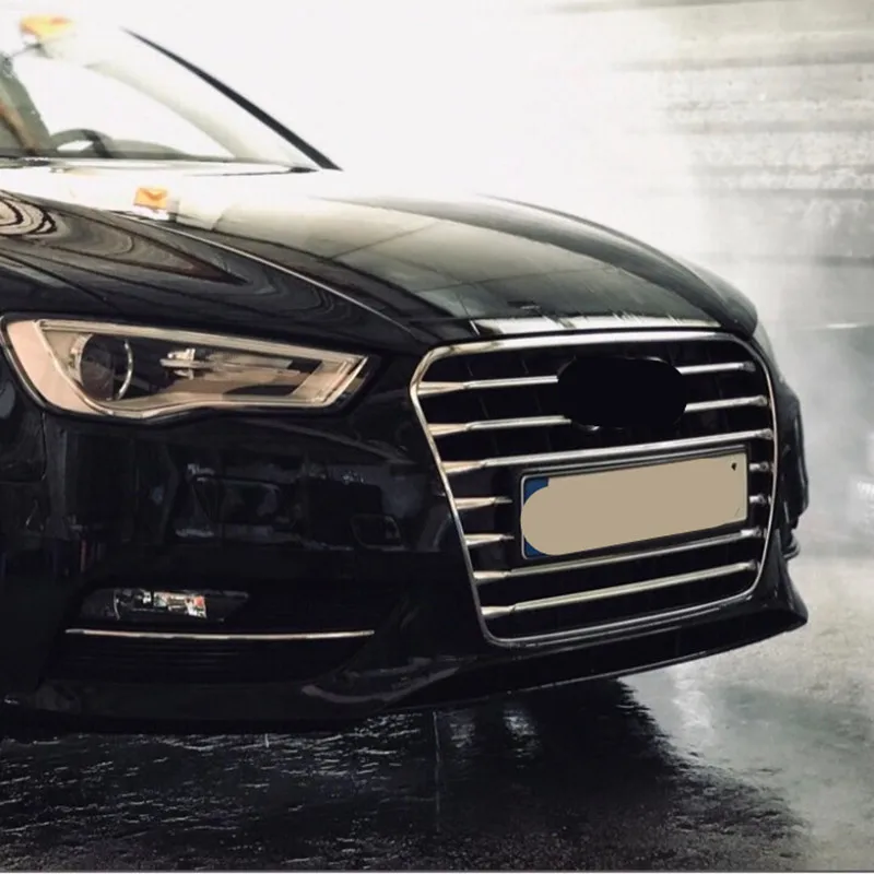 Решетка переднего бампера из нержавеющей стали полосы для отделки наклейки Audi A3