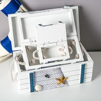 3 sizes marine seabird starfish nets shell baby room gift 3in1 mediterranean wooden storage box home decoration jewelry box
