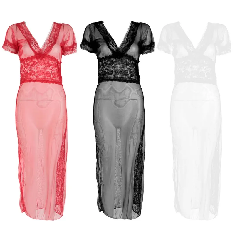 Новинка сексуальный длинный халат ночная сорочка Прозрачное платье вечерний