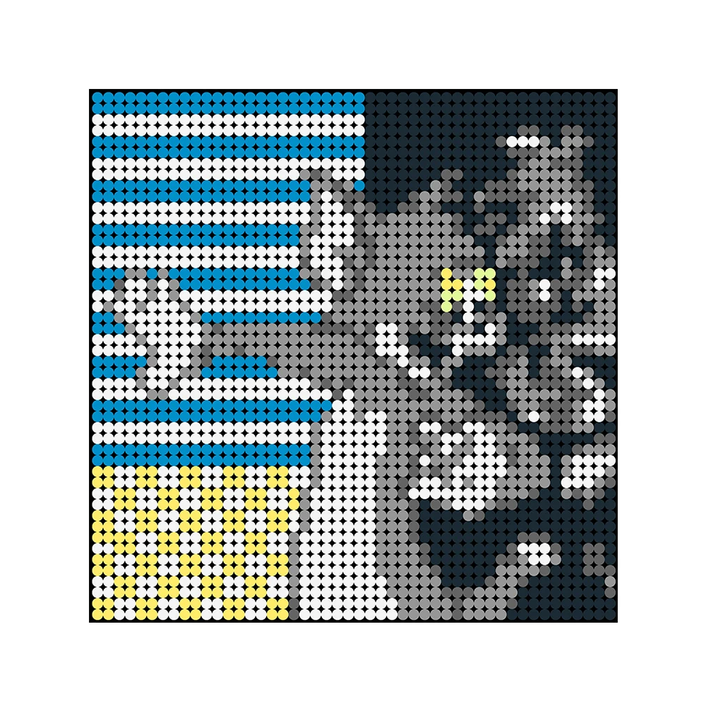 

DIY 2304pcs Little Cat Cartoon Pixel Mosaic Art Painting Collection MOC Building Blocks Bricks For Children's Toys Gifts