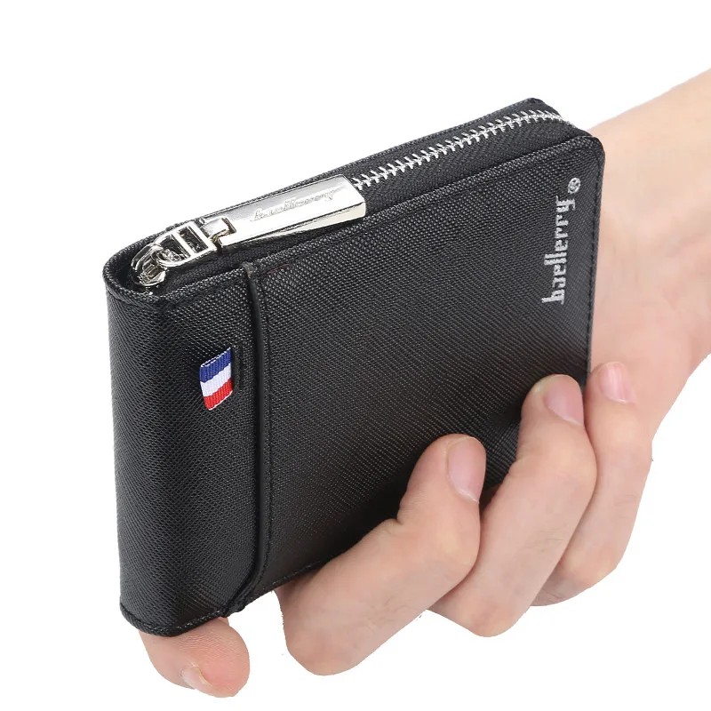 

Fashion Zipper Men's Wallet Small Short Credit Card Holder for Male Vintage Mini Man Purse with Coin Pocket Carteira Portfel