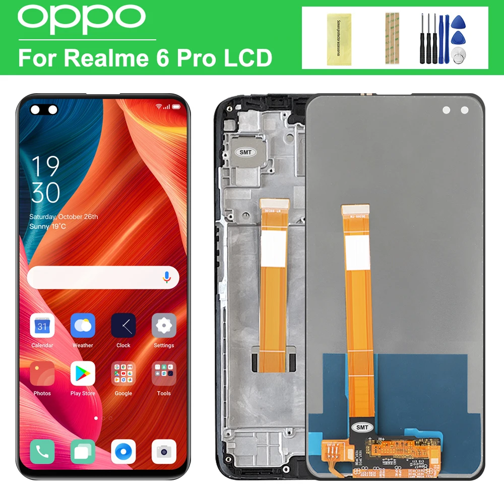 

6.6" Original For Oppo Realme 6 Pro RMX2061 RMX2063 LCD Display Screen Touch Panel Digitizer with Frame For Oppo A92S LCD