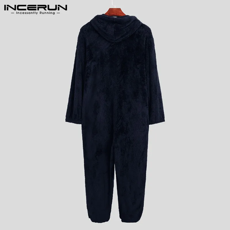 Зимние мужские Пижамные комбинезоны Флисовая теплая Домашняя одежда с длинным