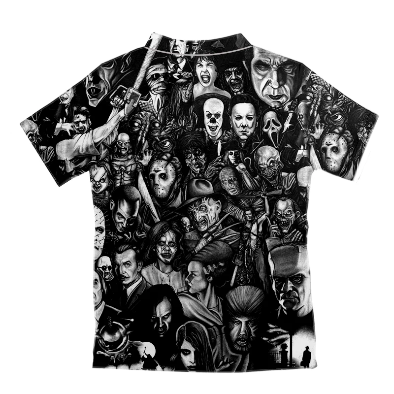 

UJWI Mens Hawaiian Shirt Fashion Casual Button Scary clown mask Beach Short Sleeve Quick Dry Top Blouse XXS-6XL