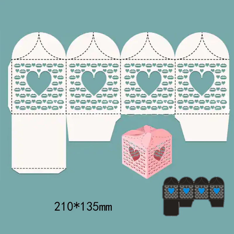 

Heart hollow gift box Metal Cutting Dies Steel Cutting Embossing Dies For Scrapbooking paper craft home decoration Craft