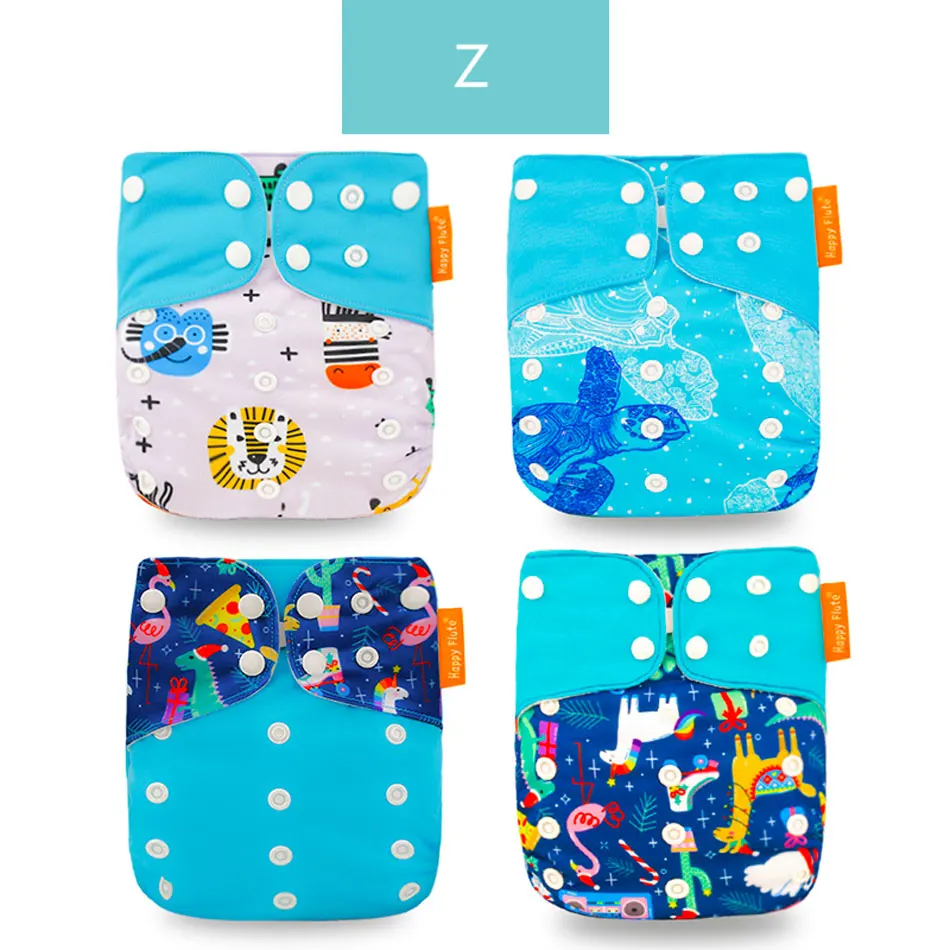 Z only diaper Happyflute 4 шт./компл. моющиеся экологически чистые тканевые подгузники; регулируемый пеленки Многоразовые подгузники из ткани подходит 0-2years, на Возраст 3-15 кг для малышей - Цвет: Z only diaper