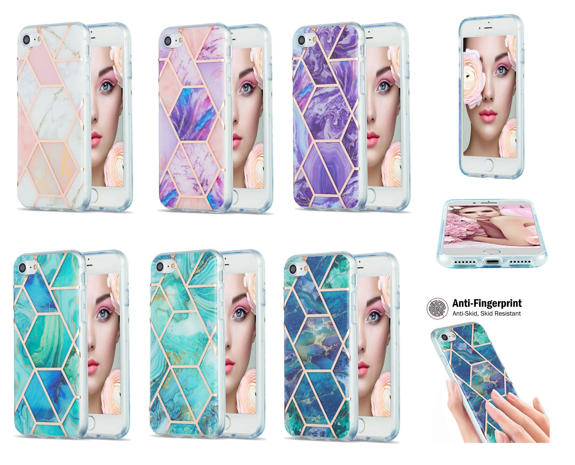 

Luxury Plating Gliiter Marble Case For iPhone SE 2020 8 7 8 Plus 7 Plus Case Silicone Shockproof Multi-color Soft TPU Cover