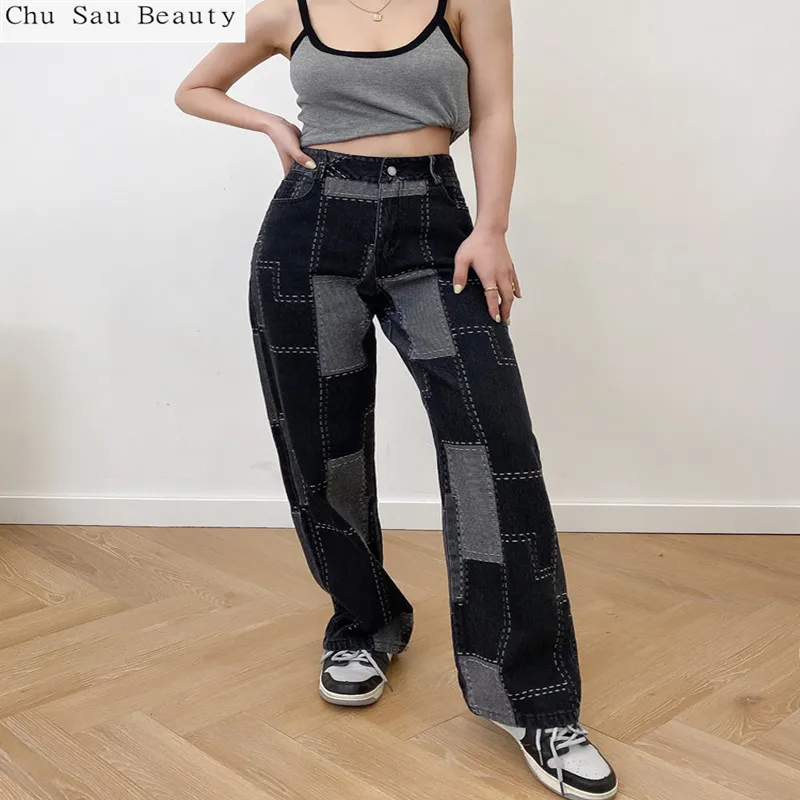 

Chu Sau Beauty New 2021 Women's High Waist Black Street Style Fashion Wide Leg Pants Pocket Street Style Jogging Pants