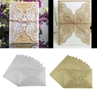 Элегантные винтажные Пригласительные открытки на свадьбу в Западном ковбойском стиле, лазерная резка, 50 шт.