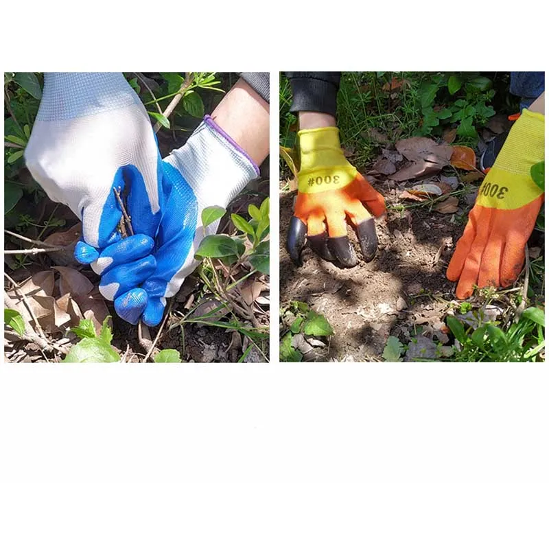 1 пара дышащих рабочих перчаток садовые перчатки резиновые с когтями легко