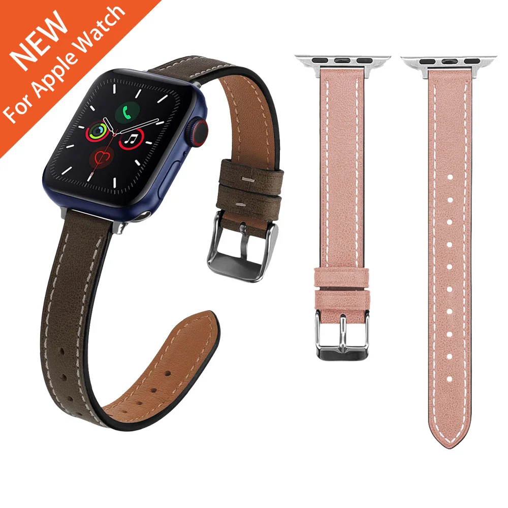 

For Apple Watch Band Woman Slim Leather Strap Series 6 40mm 44mm Bracelet For iWatch 6 5 4 3 2 1 SE 38mm 42mm Watchband